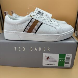 Ted Baker Women s Leather Sneakers, pink/White, Size 7.5